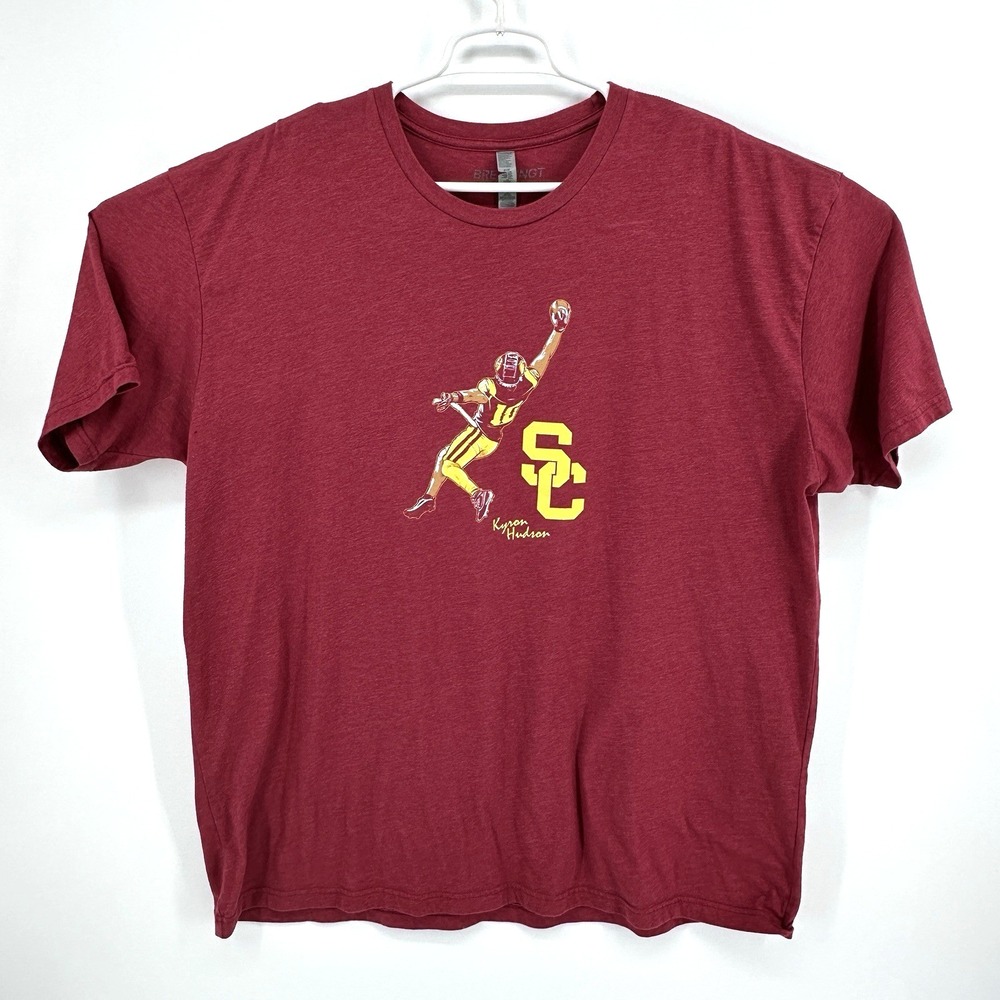 Kyron Hudson #10 USC Trojans Breaking T Cardinal Red T-Shirt Men's 3XL